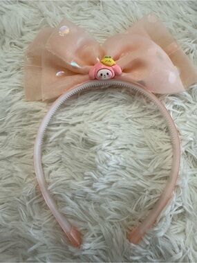 Pink polka dots Bow Headband with Cute My Melody Accent